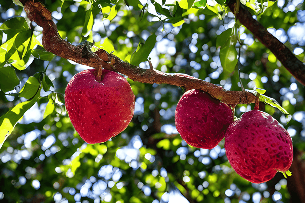 An photo showcasing one type of rare fruits on a tree branch, representing the diverse range of species explored in the article.